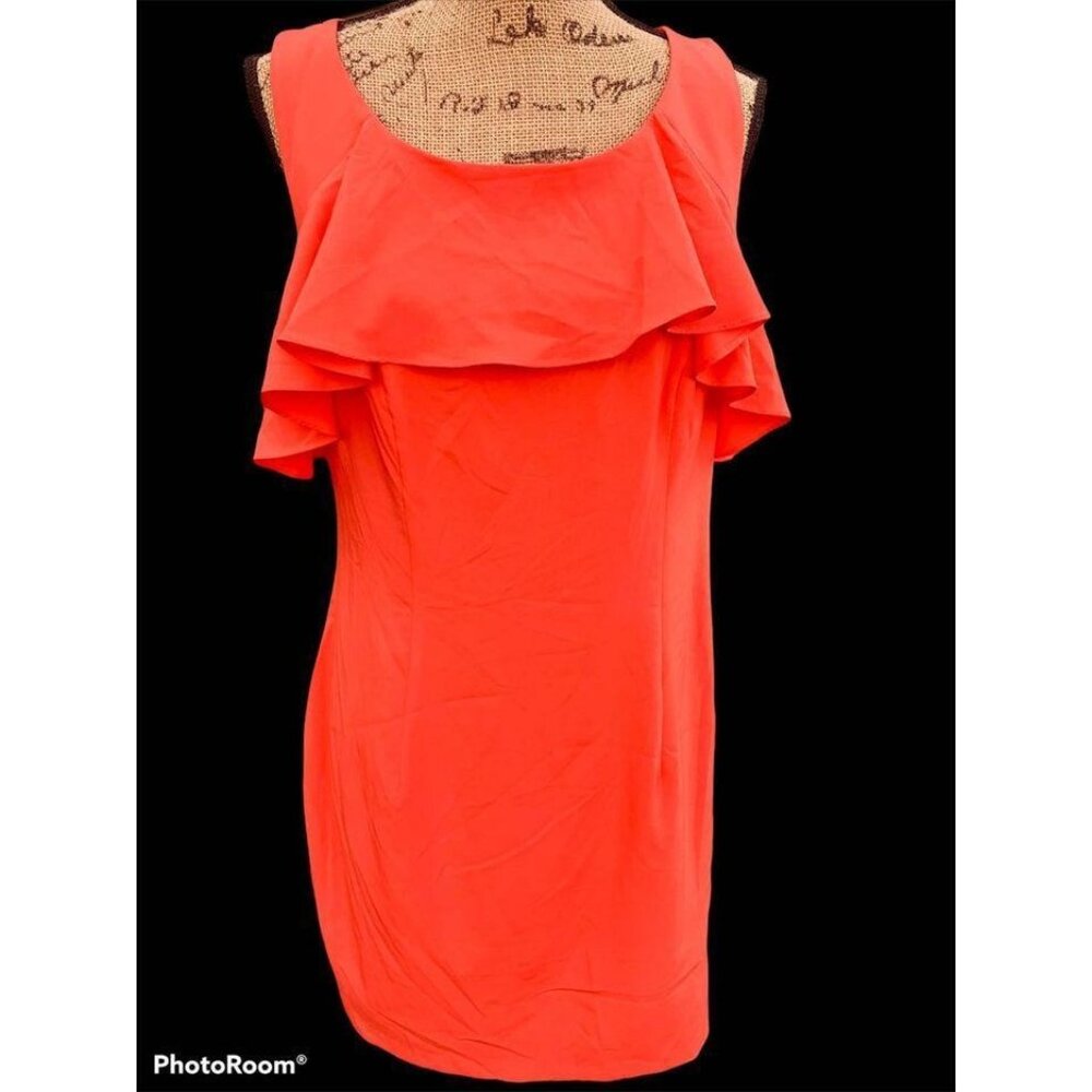 👗 2/$30 👗 New Coral Dress with Lace Back Cascading Ruffle Around sz 14